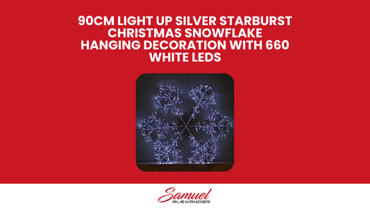 Premier 90cm Silver Starburst Snowflake Wall Window Decoration With 660 White LEDs