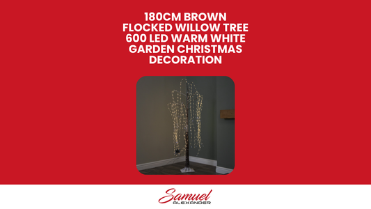 180cm Brown Flocked Willow Tree 600 LED Warm White Garden Christmas Decoration