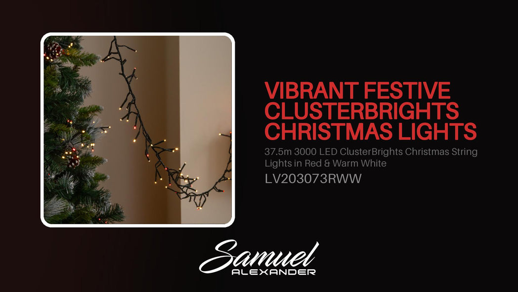 37.5m 3000 LED ClusterBrights Christmas String Lights in Red & Warm White