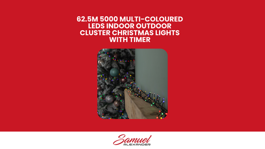 62.5m 5000 Multi-Coloured LEDs Indoor Outdoor Cluster Christmas Lights with Timer