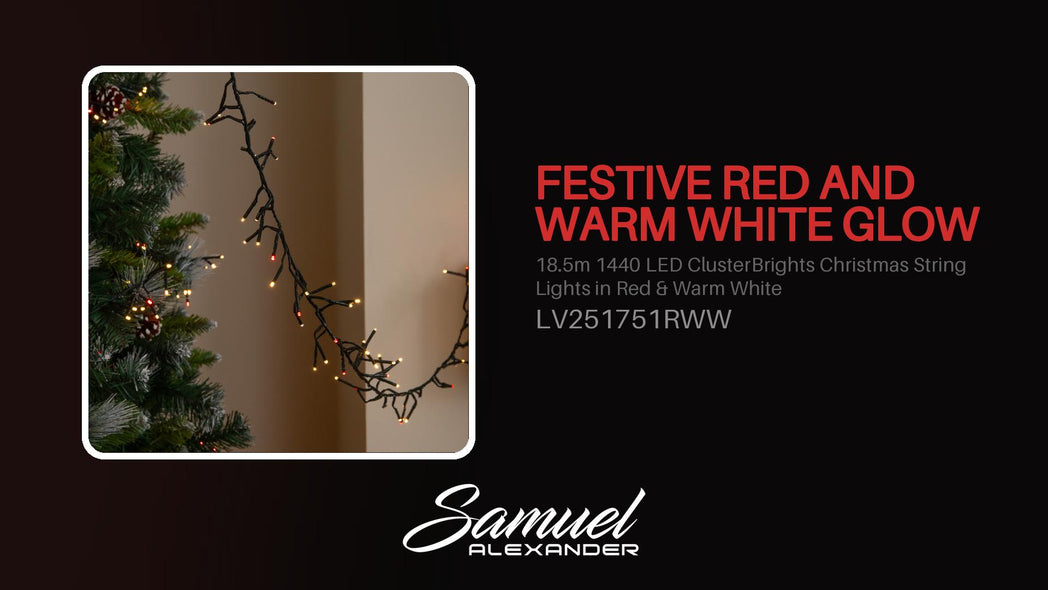 18.5m 1440 LED ClusterBrights Christmas String Lights in Red & Warm White