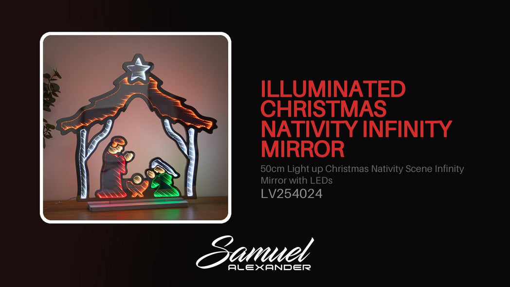 50cm Light up Christmas Nativity Scene Infinity Mirror with LEDs