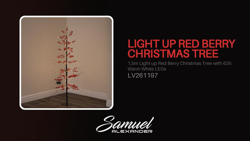 1.5m Light up Red Berry Christmas Tree with 635 Warm White LEDs