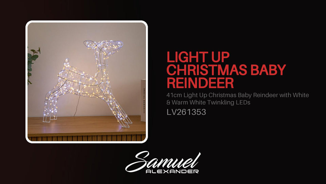41cm Light Up Christmas Baby Reindeer with White & Warm White Twinkling LEDs