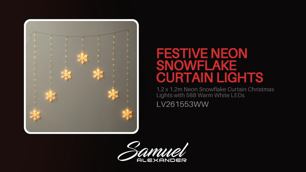 1.2 x 1.2m Neon Snowflake Curtain Christmas Lights with 588 Warm White LEDs