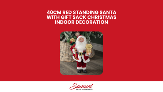 40cm Red Standing Santa with Gift Sack Christmas Indoor Decoration