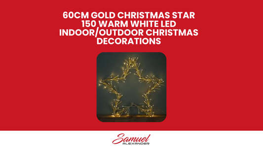 60cm Gold Christmas Star 150 Warm White LED Indoor/Outdoor Christmas Decorations