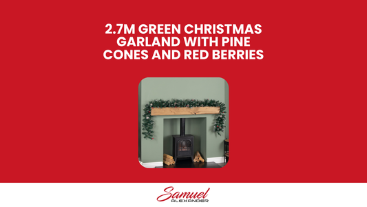 2.7m Green Christmas Garland with Pine Cones and Red Berries