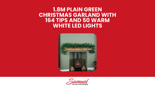 1.8m Plain Green Christmas Garland with 164 Tips and 50 Warm White LED Lights