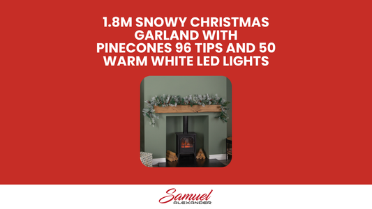 1.8m Snowy Christmas Garland with Pinecones 96 Tips and 50 Warm White LED Lights
