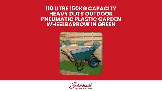 110 Litre 150kg Capacity Heavy Duty Outdoor Pneumatic Plastic Garden Wheelbarrow in Green
