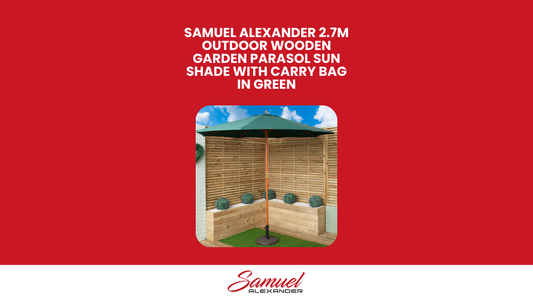 Samuel Alexander 2.7m Outdoor Wooden Garden Parasol Sun Shade with Carry Bag in Green