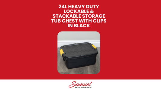 6 x 24L Heavy Duty Storage Boxes, Sturdy, Lockable, Stackable and Nestable Design Storage Chests with Clips in Black