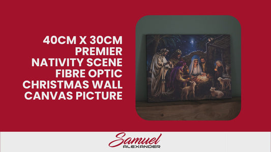 40cm x 30cm Premier Nativity Scene Fibre Optic Christmas Wall Canvas Picture