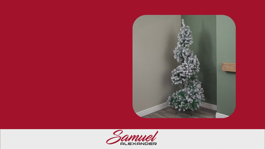 7ft (2.1m) Spiral Snow Flocked Christmas Tree
