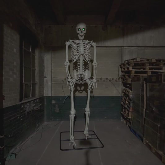 10ft (3m) Posable Full Body Skeleton Halloween Decoration with Movable Arms and LED Eyes