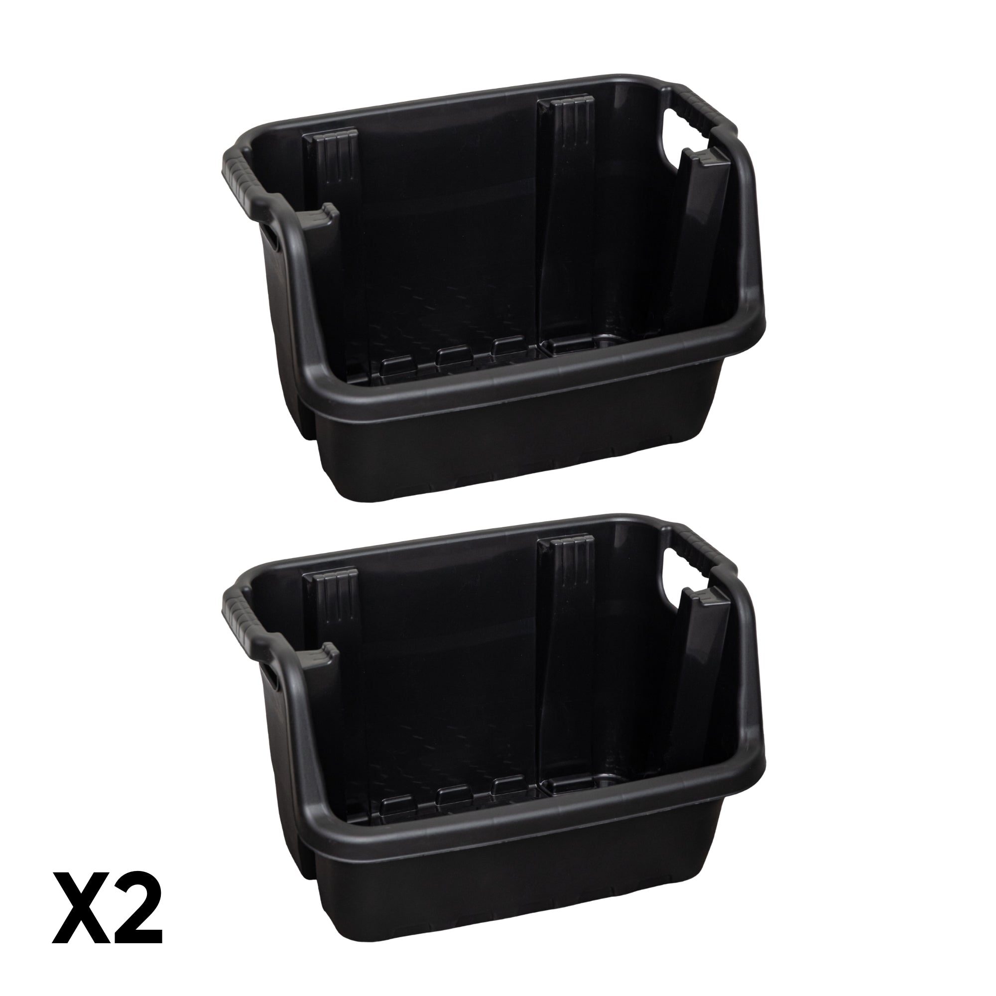 2 Pack of 36x 59cm Heavy Duty Stackable Pick Bin Crates