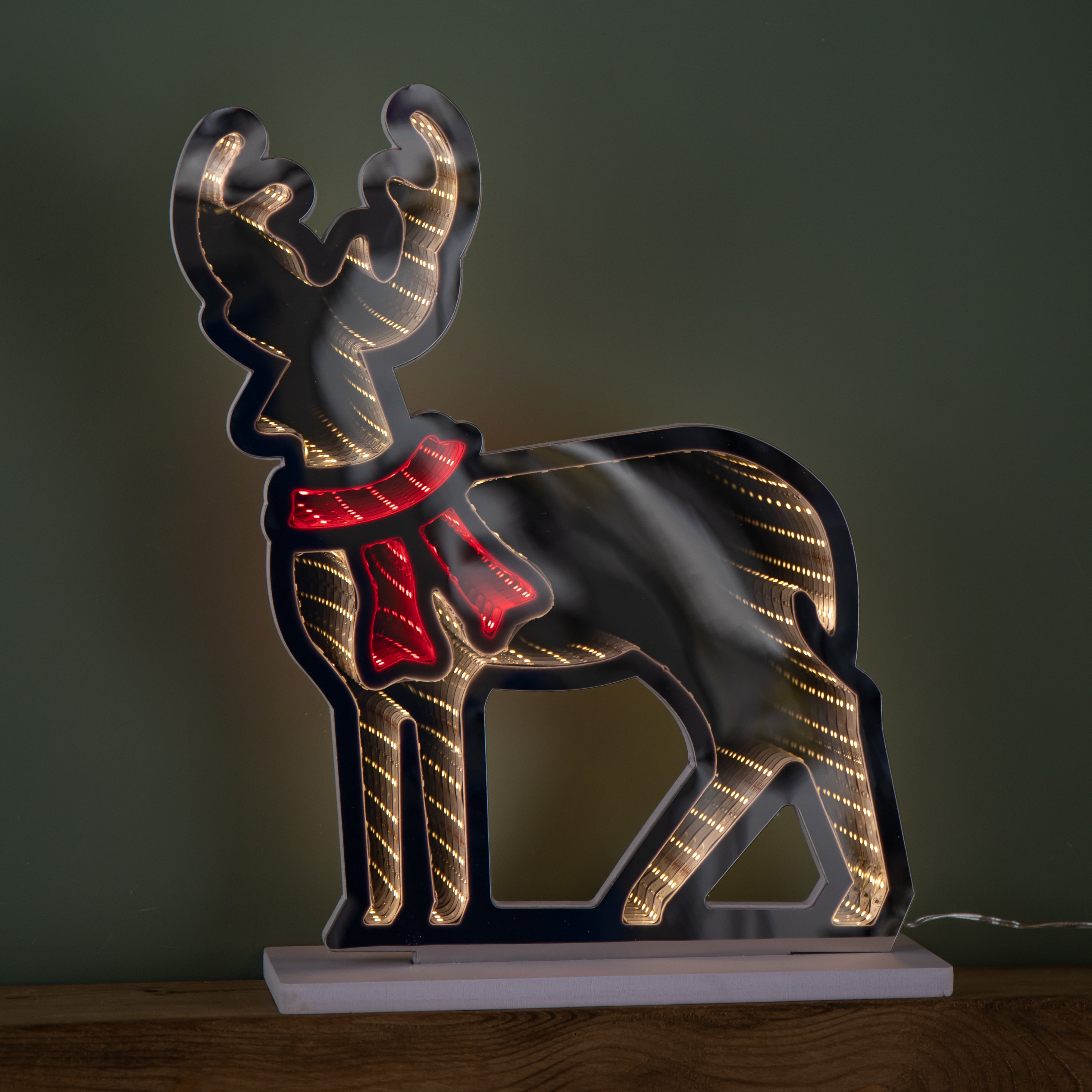 40cm Light up Reindeer Christmas Infinity Light with Red and Warm White LEDs