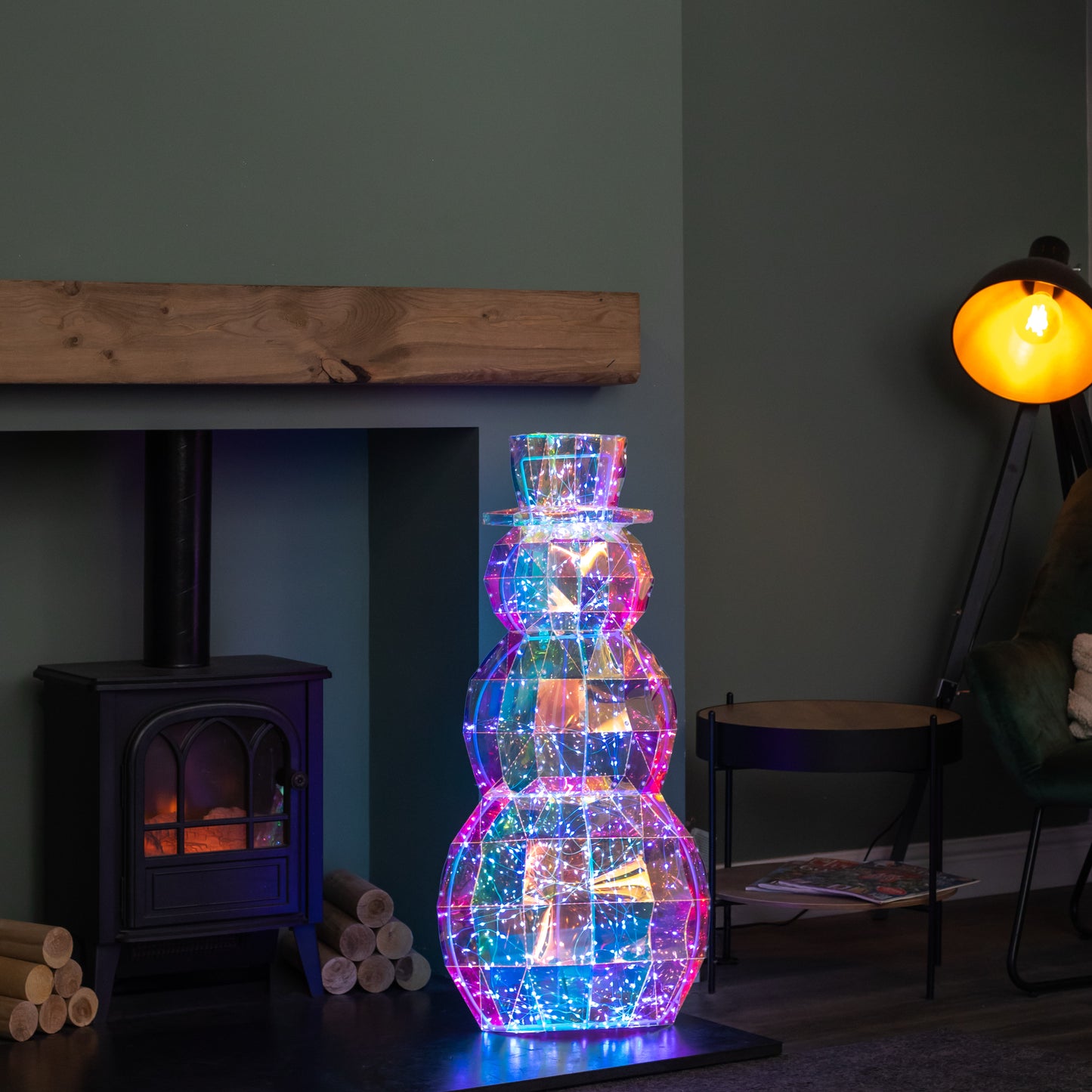 91cm Light up DreamLights Iridescent Christmas Snowman with 400 White LEDs