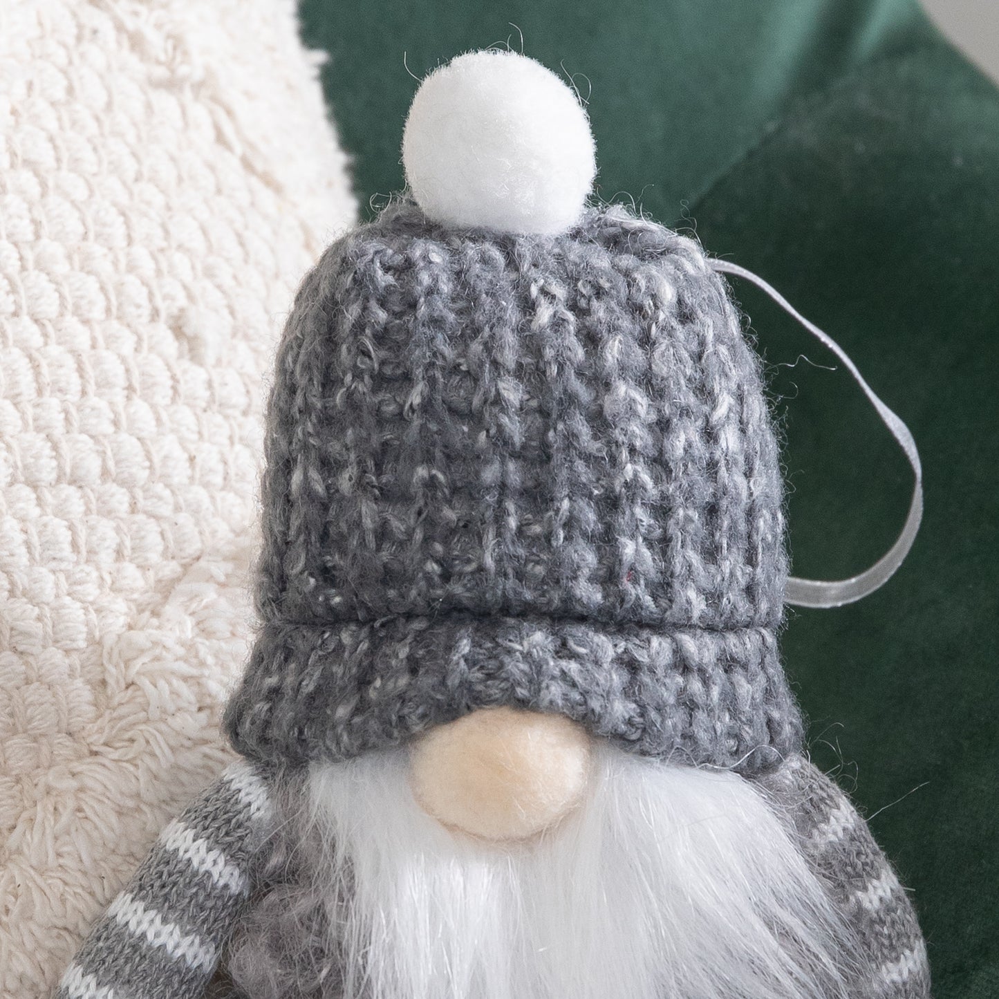 16cm Grey Gonk with Bobble Hat Hanging Christmas Pendant Decoration