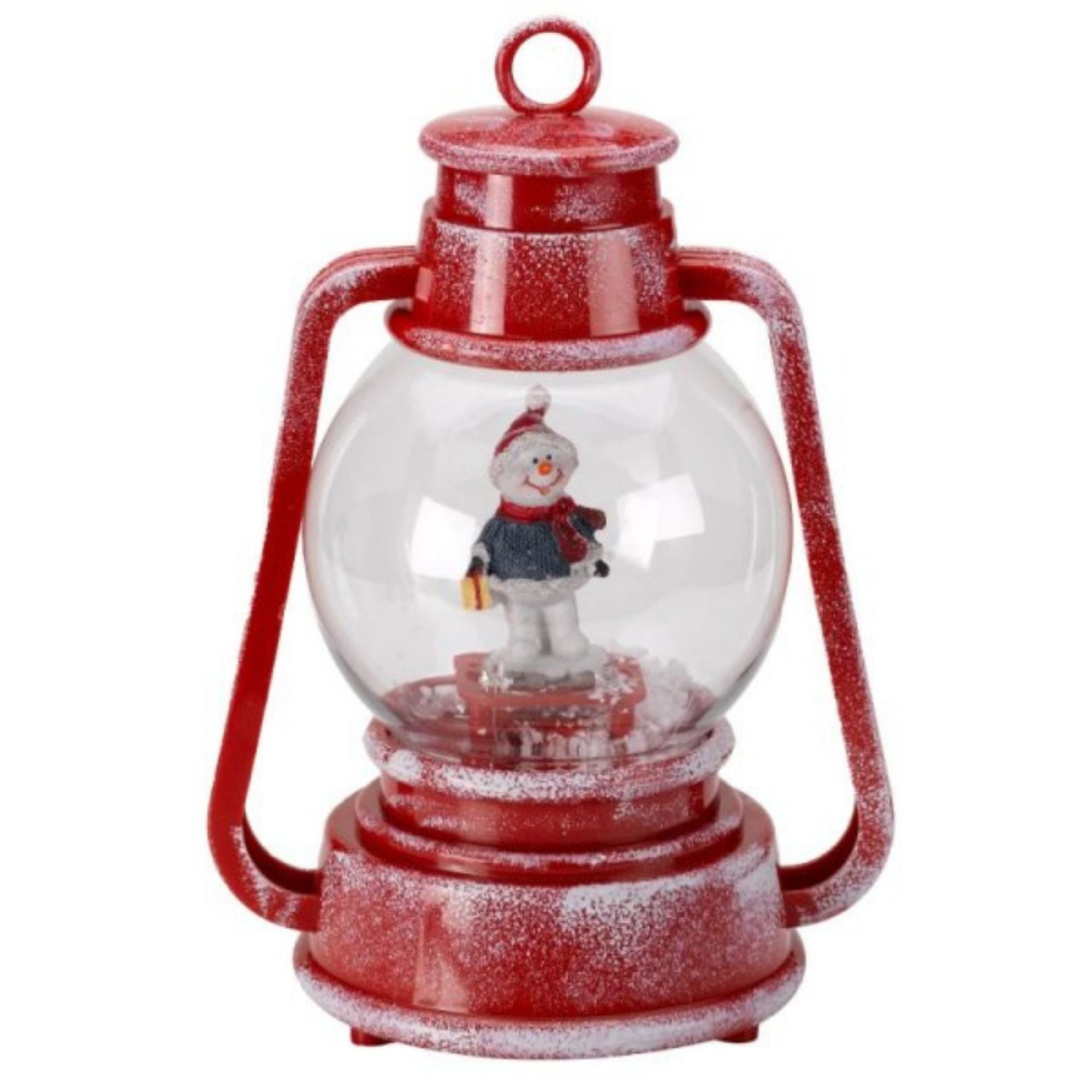 22cm Battery Operated Light up SnowFall Snowman Lamp Lantern Decoration
