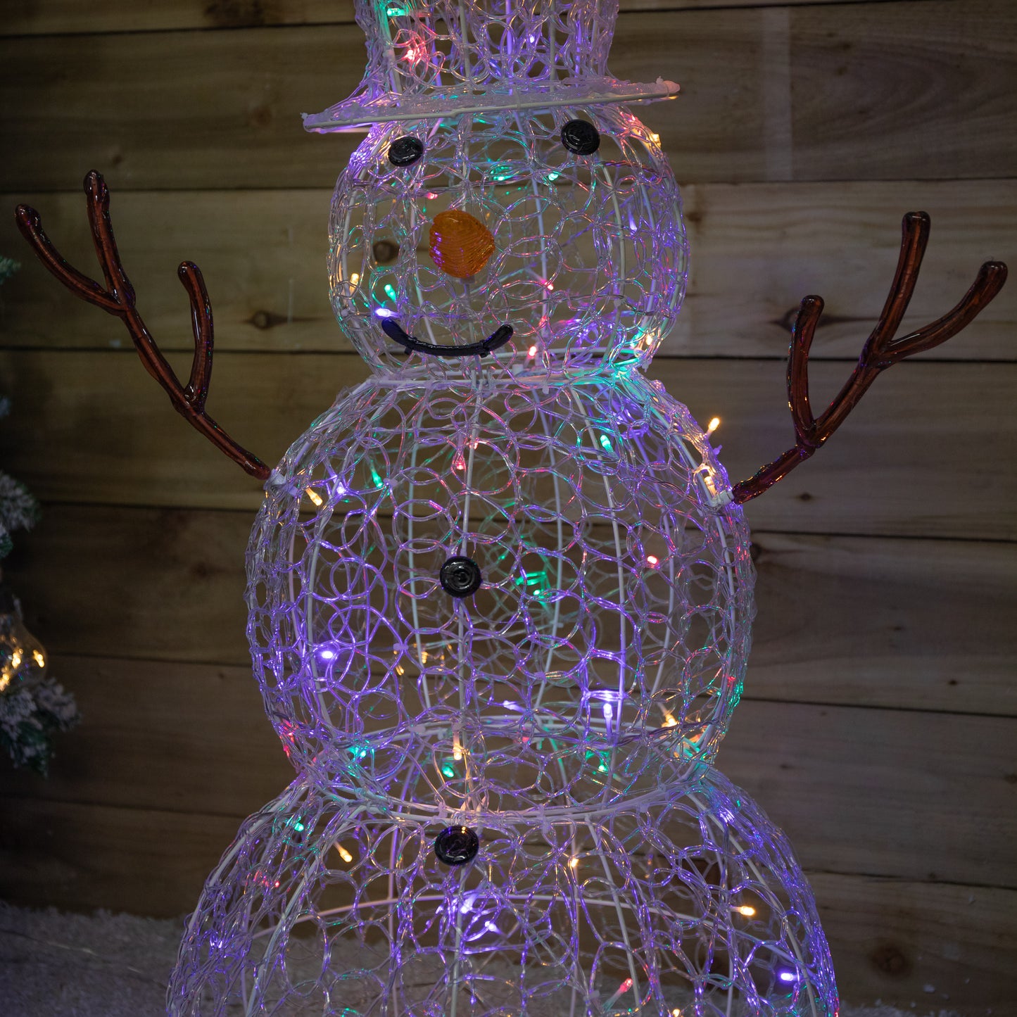 90cm Light up Soft Acrylic Christmas Snowman with 80 Multi-Coloured LEDs