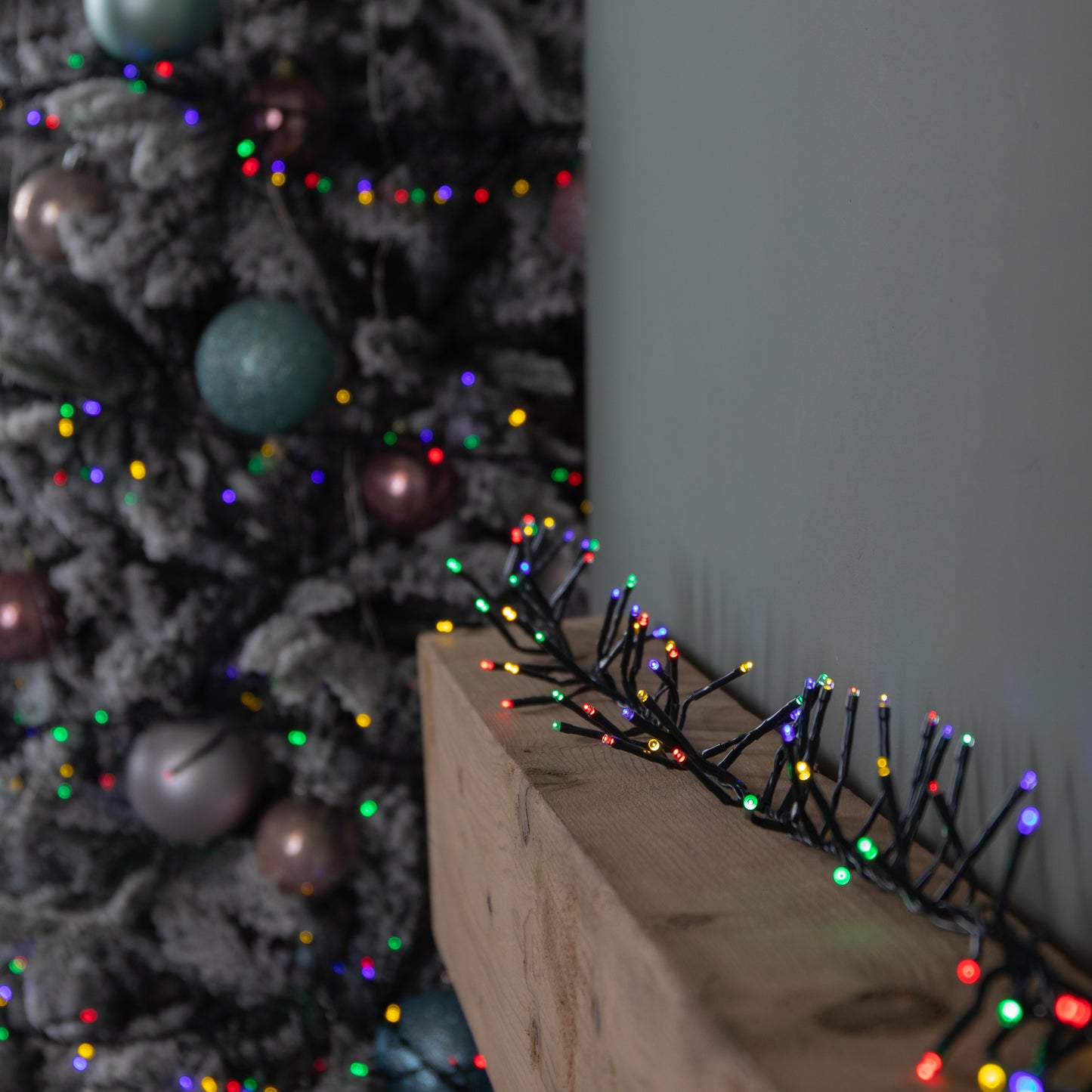 18.5m 1440 LED Christmas Cluster Multi-Action String Lights with Timer in Multi-Coloured