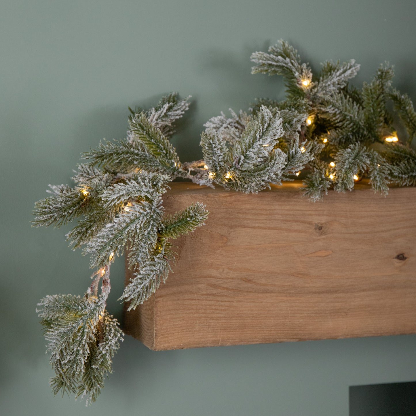 1.8m Frosted Pine Needle Christmas Garland with 120 Warm White LEDs