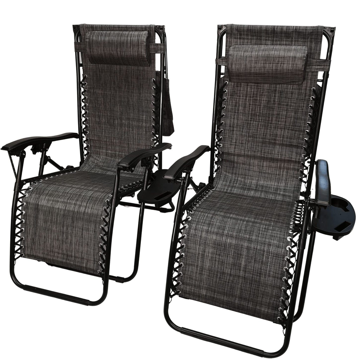 Factory Seconds: Pack of 2 Multi Position Garden Gravity Relaxer Chair Sun Loungers with Sun Canopy in Grey