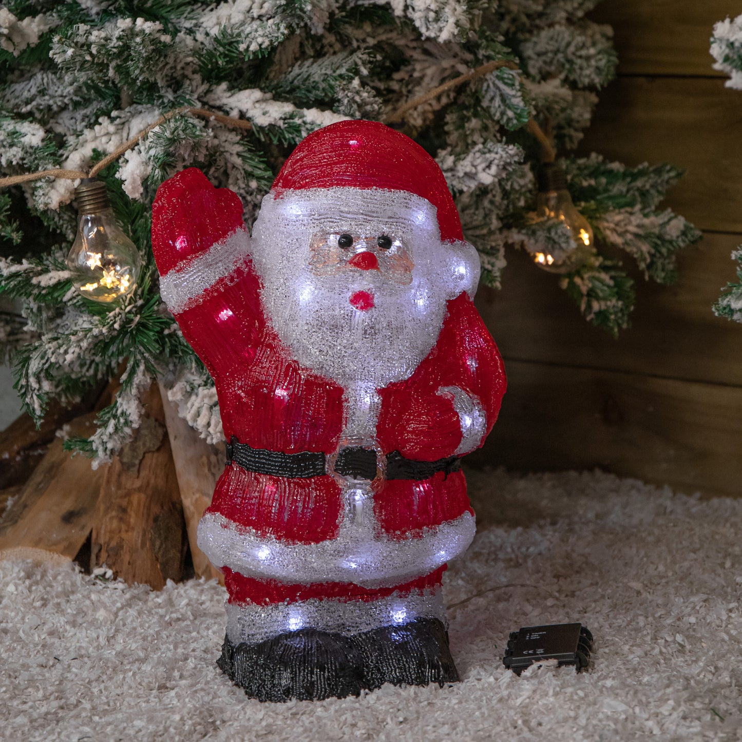 44cm Battery Operated Light up Acrylic Christmas Santa Decoration with LEDs