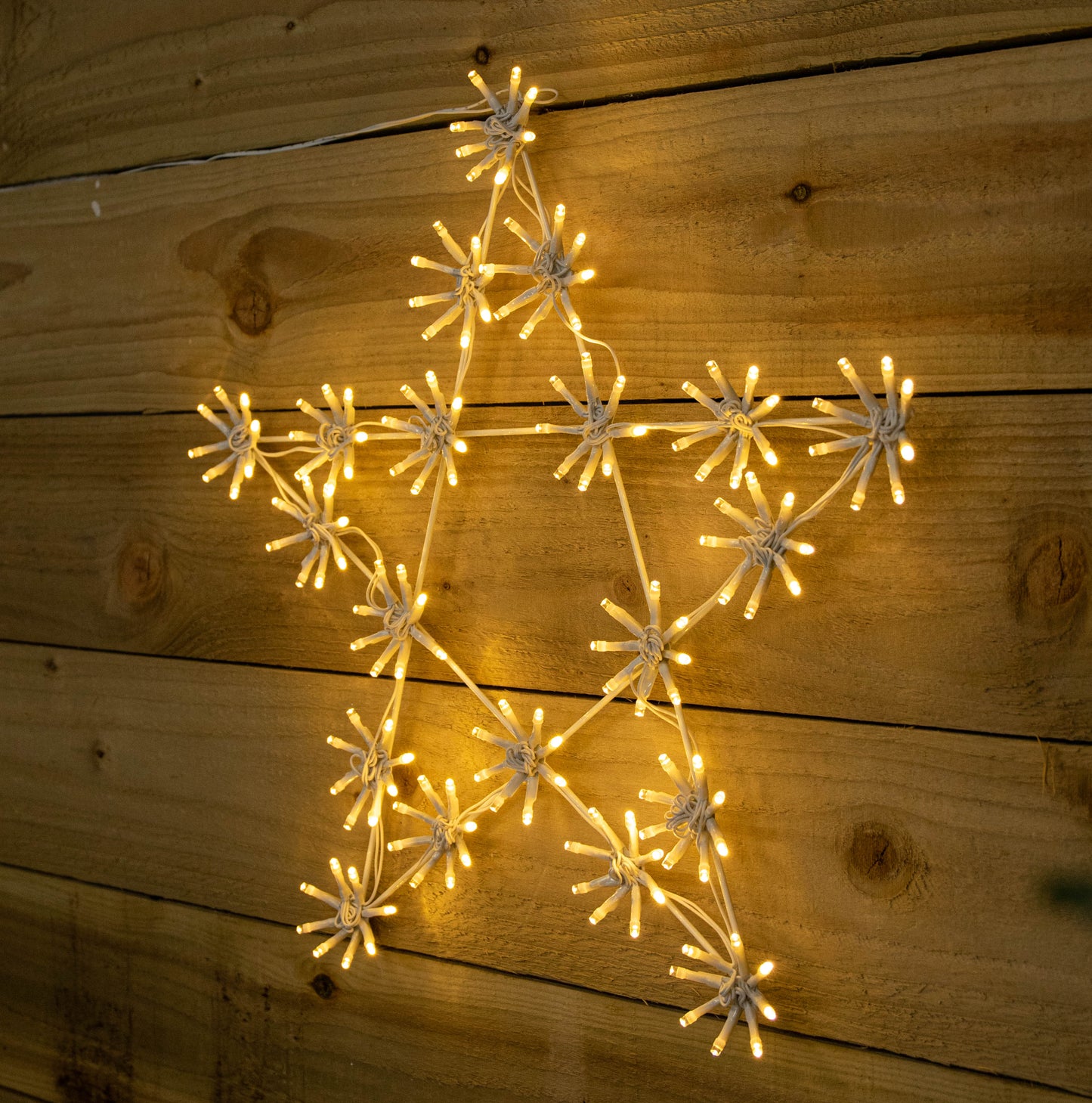 50cm Light up White Hanging Christmas Sparkle Star with 160 Warm White LEDs