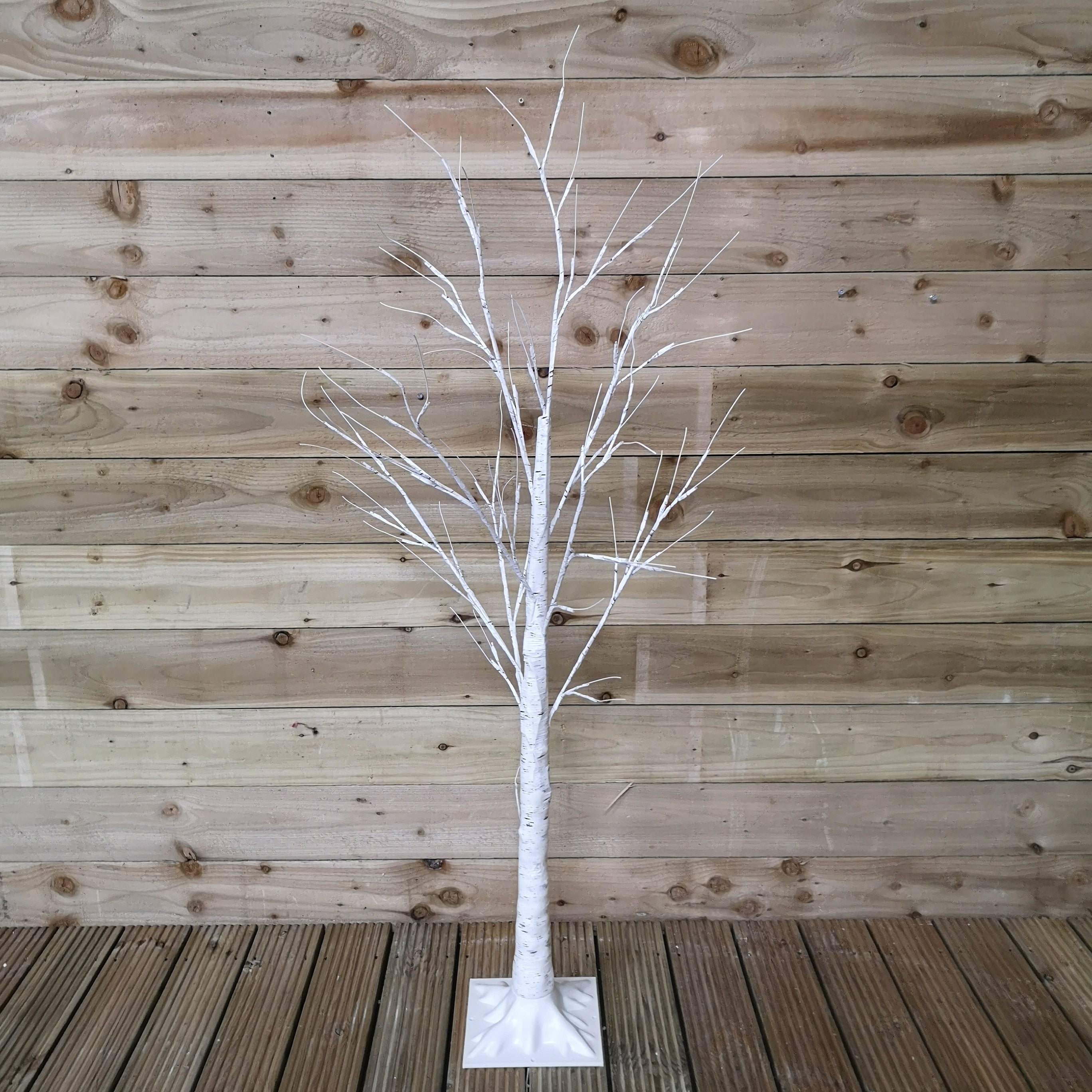 1.5m (5ft) Indoor Outdoor Christmas Lit Birch Tree with 64 Ice White LEDs