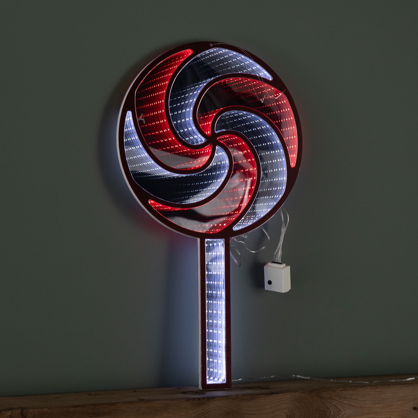 60cm Light up Hanging Christmas Lollipop Infinity Light Decoration with Spinning Effect