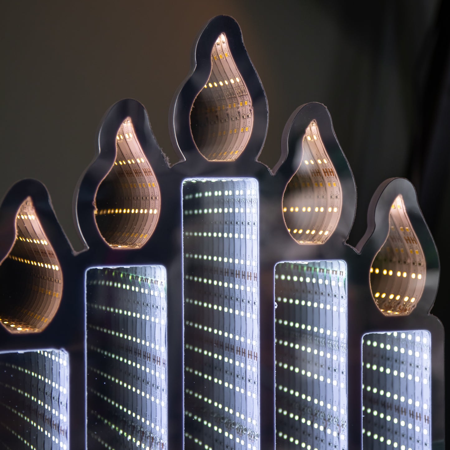 40cm Light up Standing Candlebridge with Flickering Flame Christmas Infinity Mirror