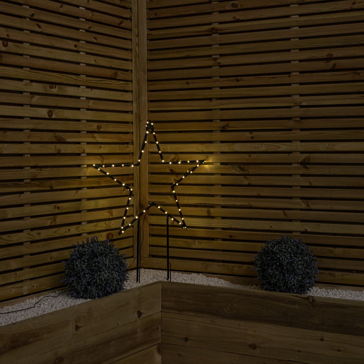 60cm Light up Dewdrop Metal Christmas Star with Garden Stake & Warm White LEDs