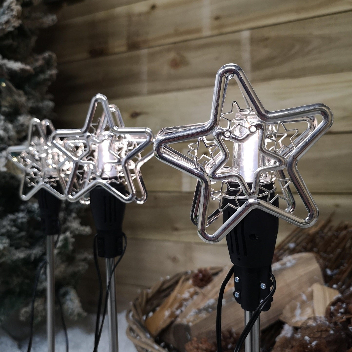 Set of 3 Christmas Star Flashing Warm White LED Connectable Pathfinder Lights