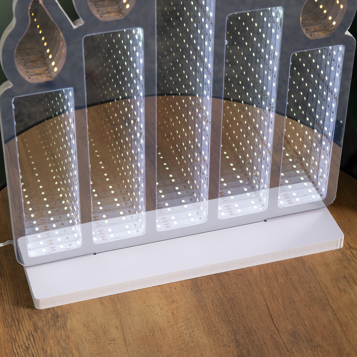 40cm Light up Standing Candlebridge with Flickering Flame Christmas Infinity Mirror