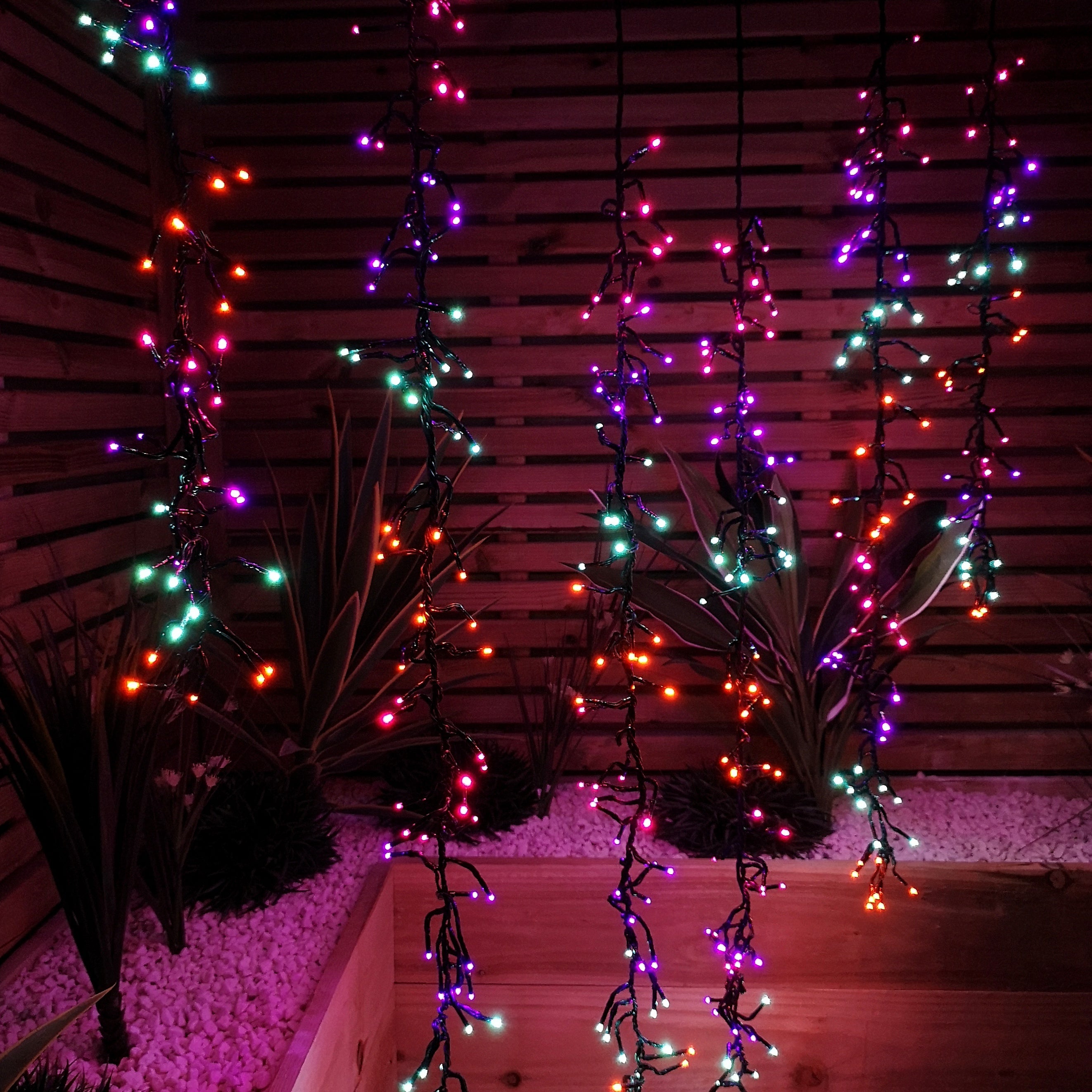 Set of 6 Drop Tree Multi-Action Christmas ClusterBrights with 384 Rainbow LEDs
