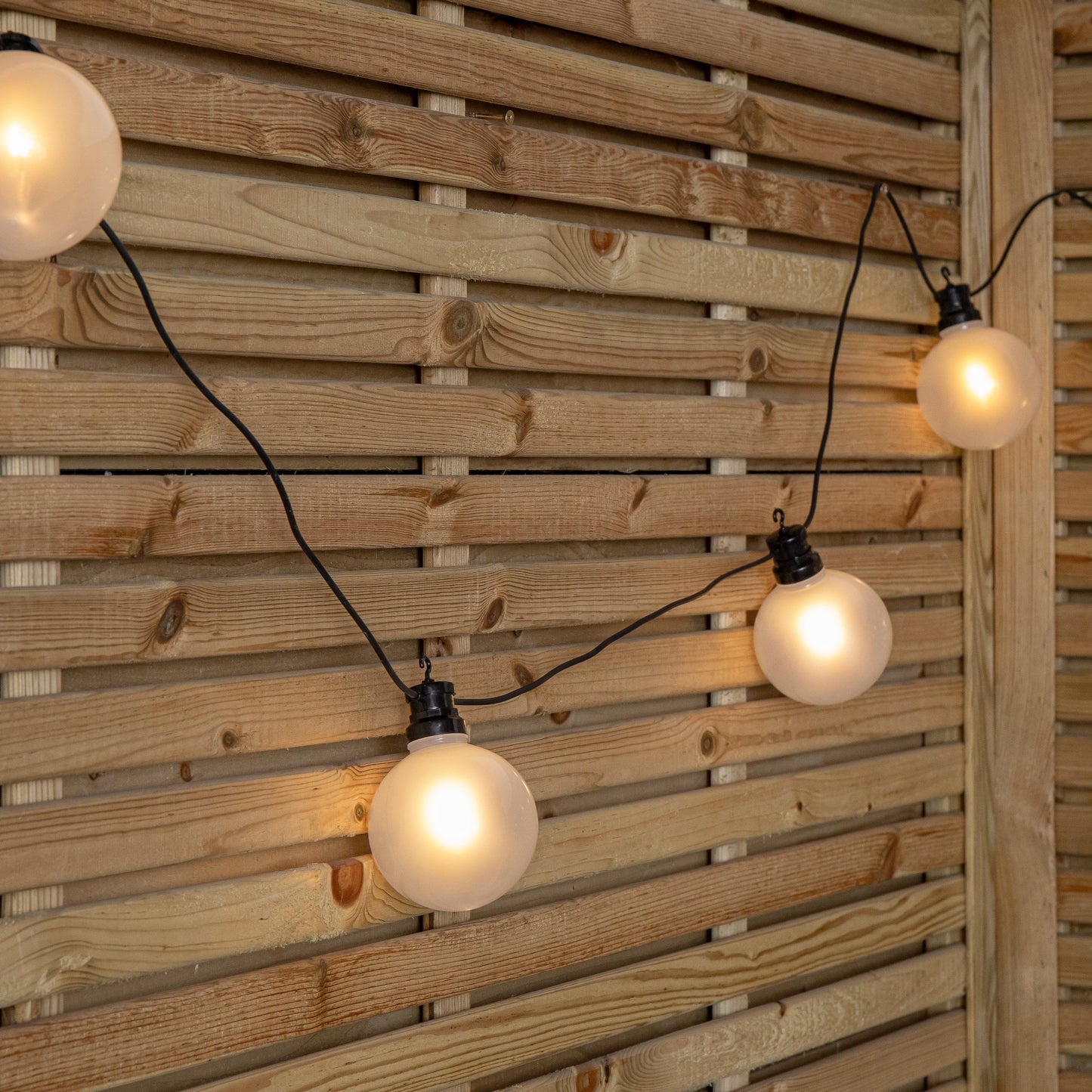 4.5m Set of 10 Frosted Ball Style Cap String Lights with Filament in Warm White