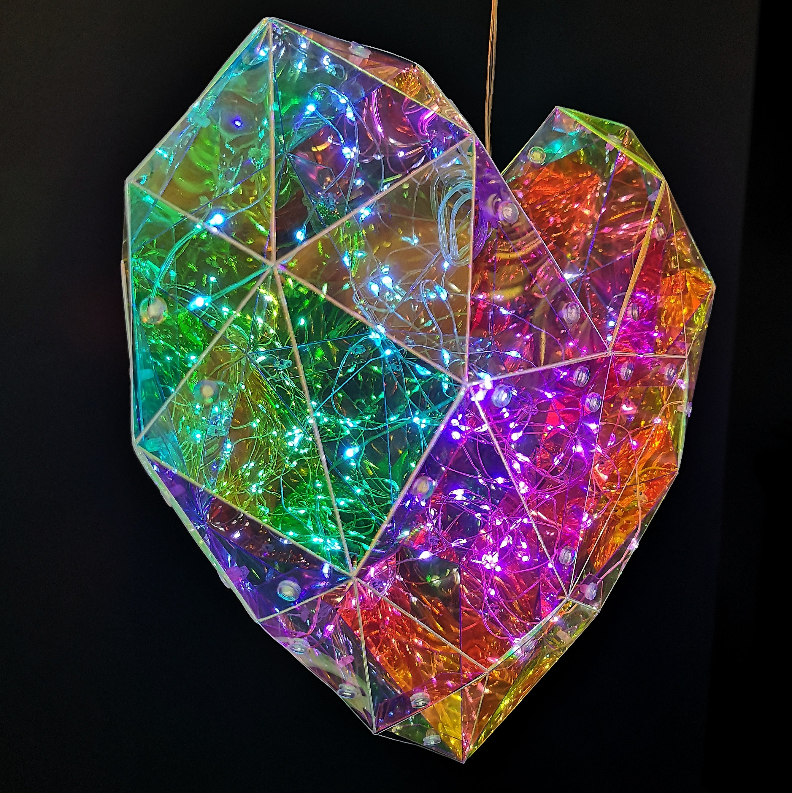 30cm Battery Operated Light up Hanging Christmas Dreamlight Heart with 100 White LEDs