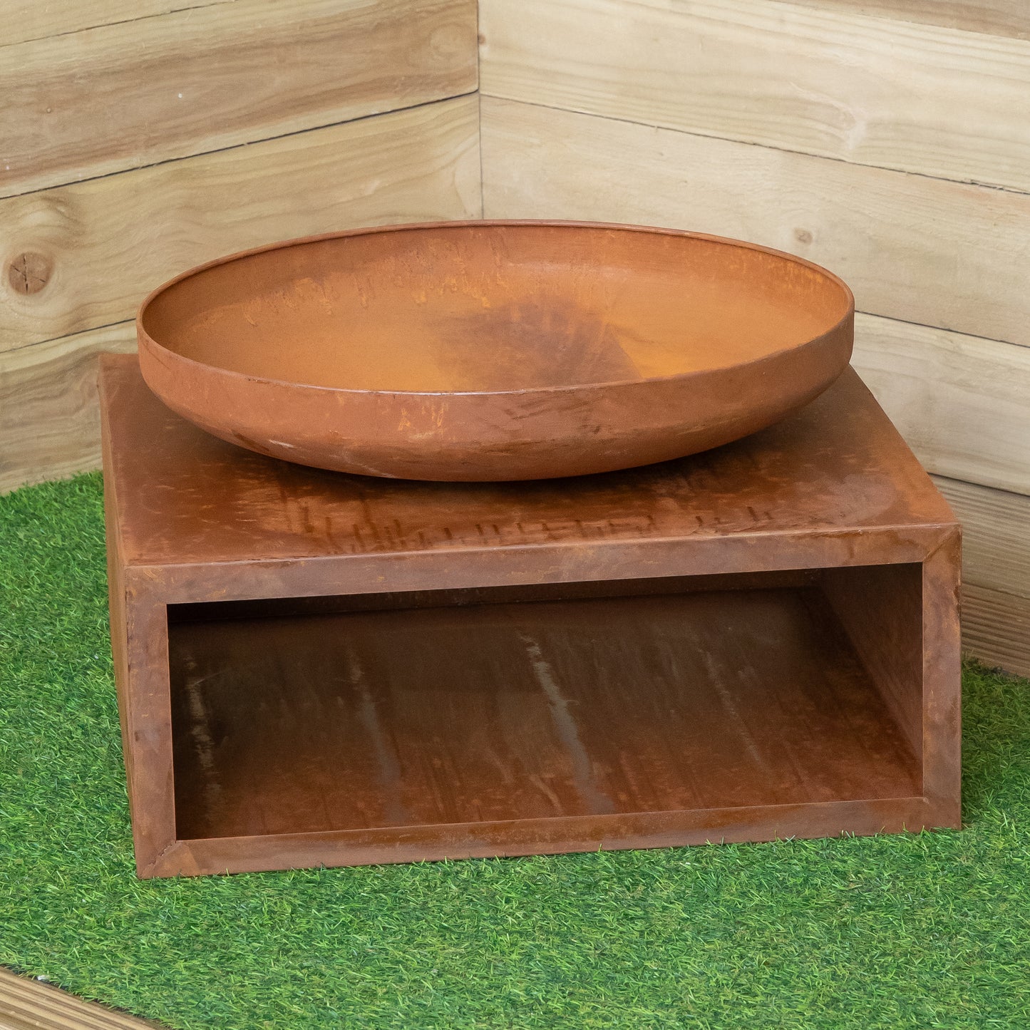 37cm Tierra Outdoor Steel Firebowl and Log Store
