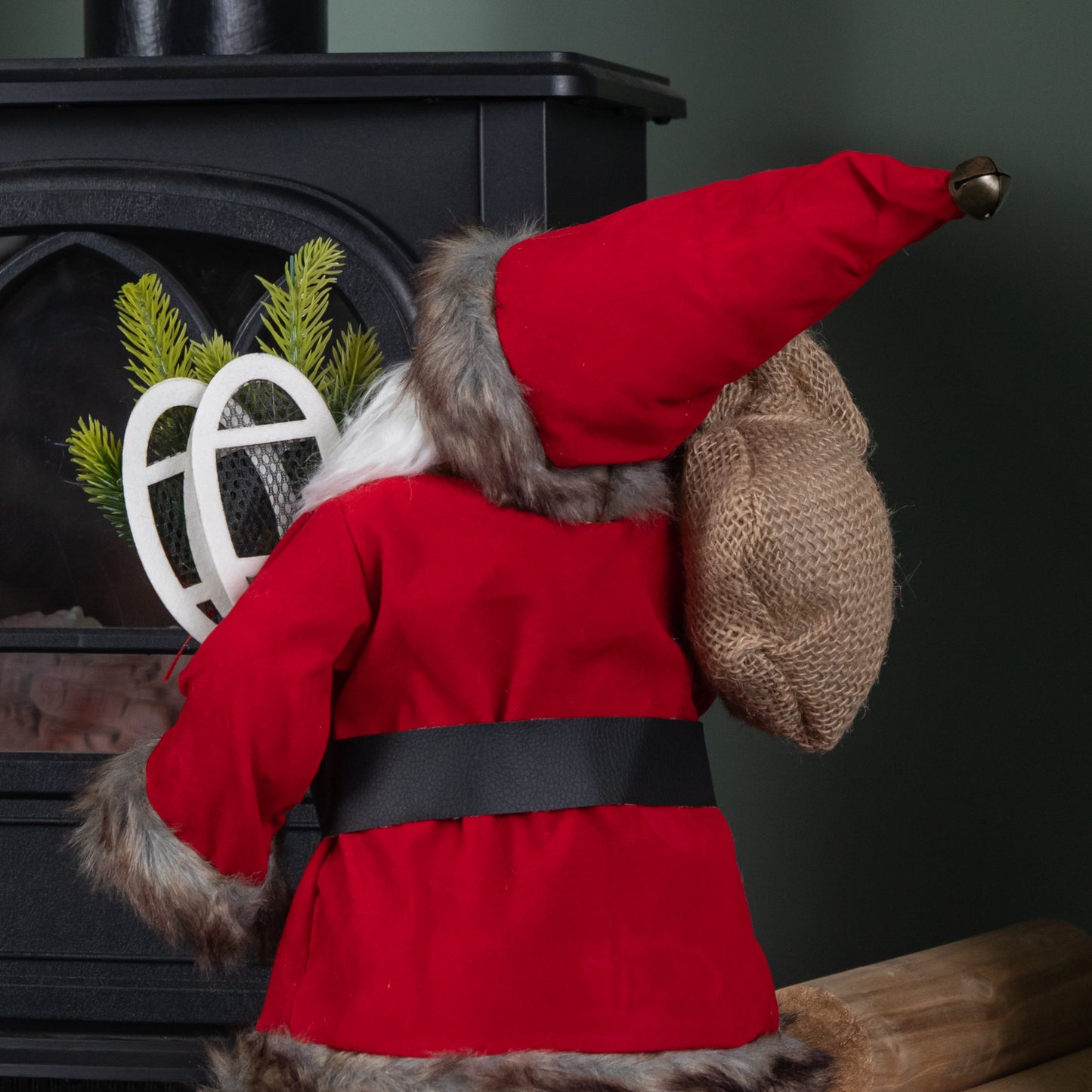 45cm Standing Traditional Santa Claus Christmas Decoration with Gift Sack