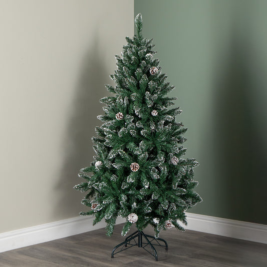 5ft (1.5m) Tall Rocky Mountain Pine Christmas Tree with 526 Snow Tipped Branches & Pinecones