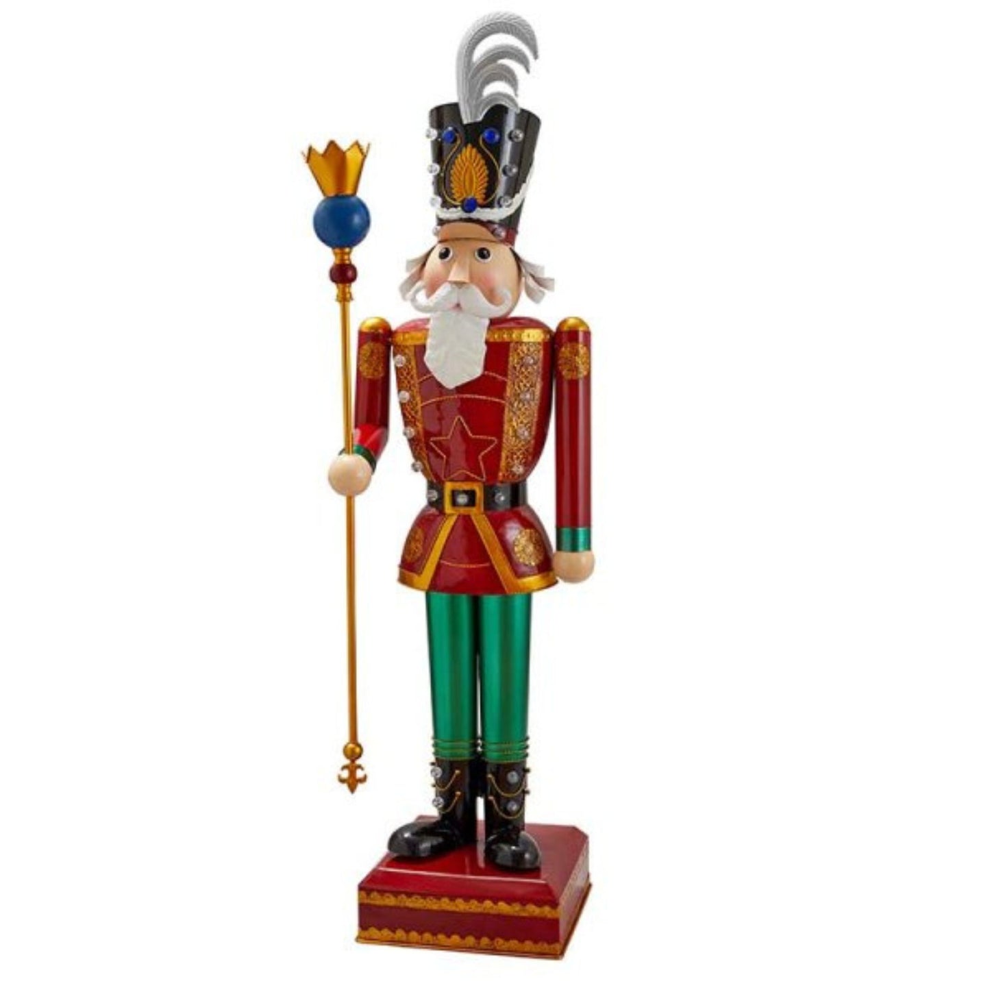 119cm Light Up Nutcracker Soldier LED Christmas Metal Ornament Home Decoration