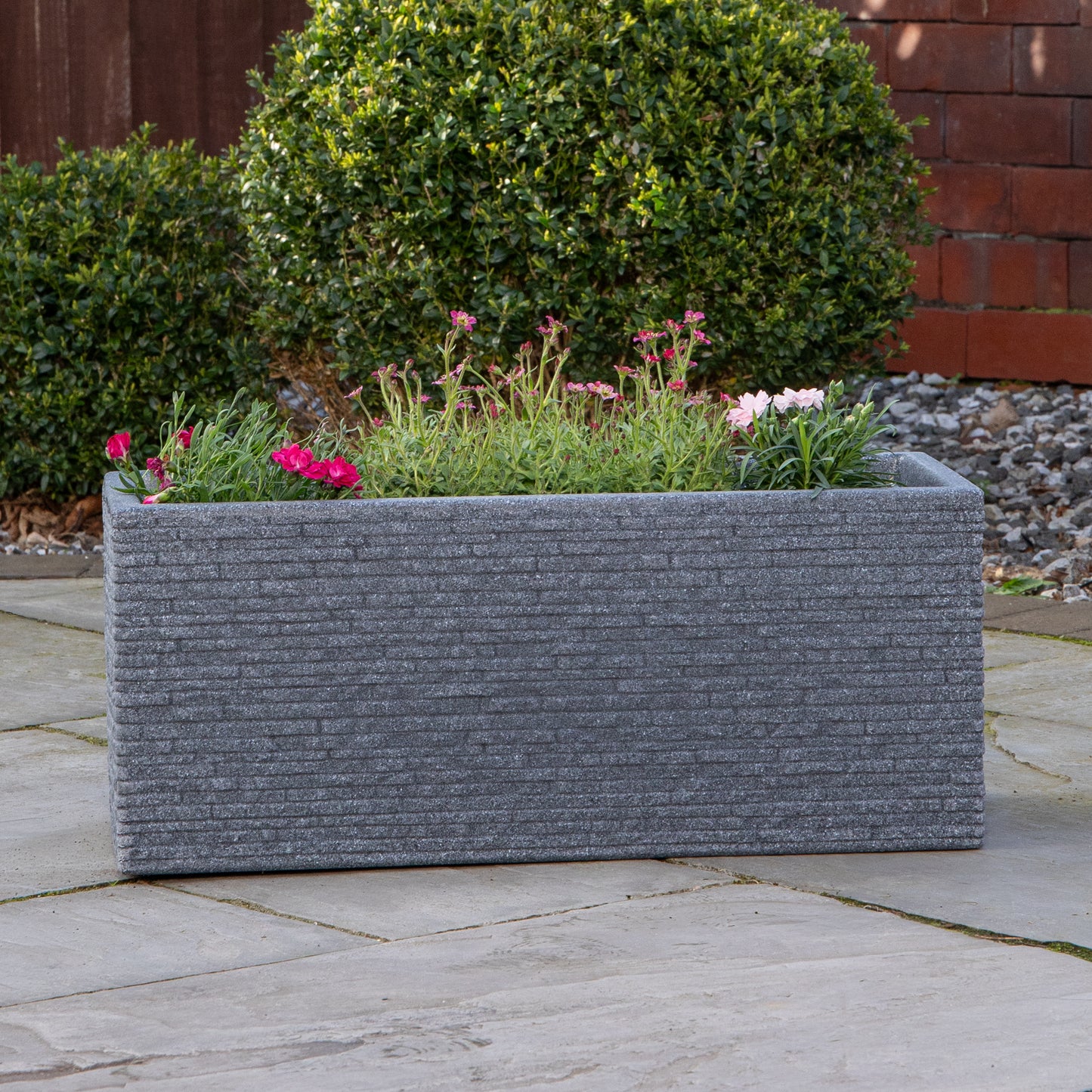 25cm Plastic Ash Grey Slate Effect Garden Patio Trough