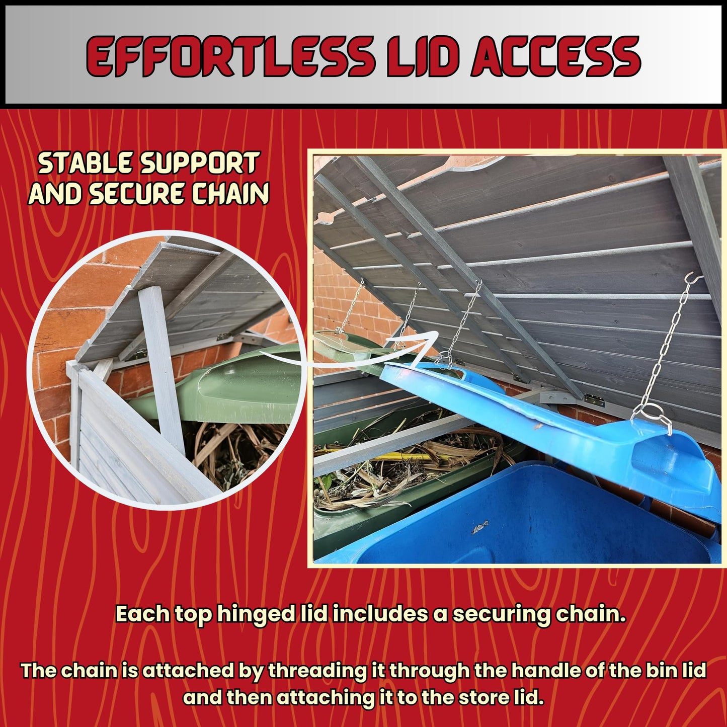 Factory Seconds: 68cm x 1.14m Grey Wooden Outdoor Garden Wheelie Bin Store Storage for 1 Bin