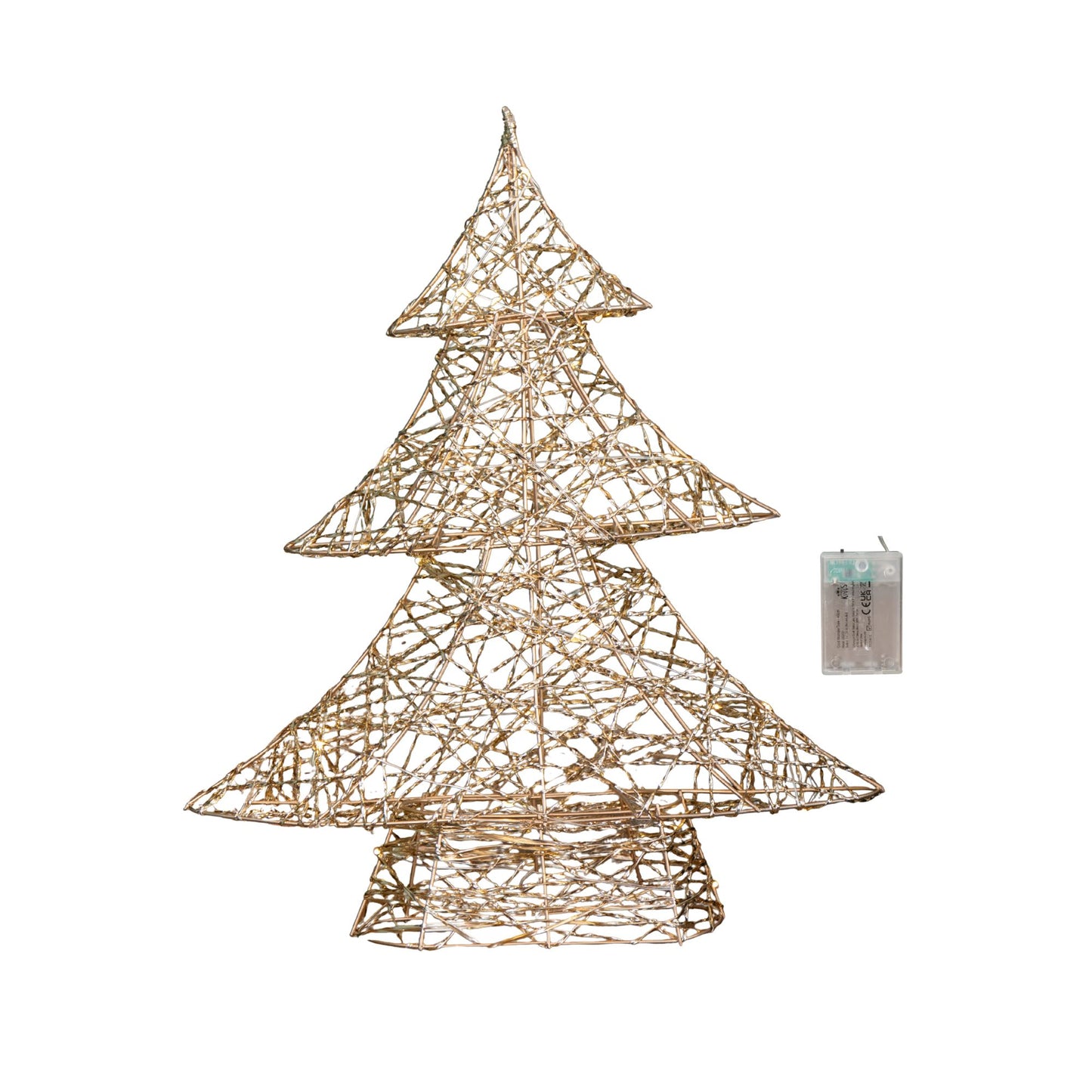 40cm Battery Operated Light up Gold Weave Christmas Tree with Warm White LEDs