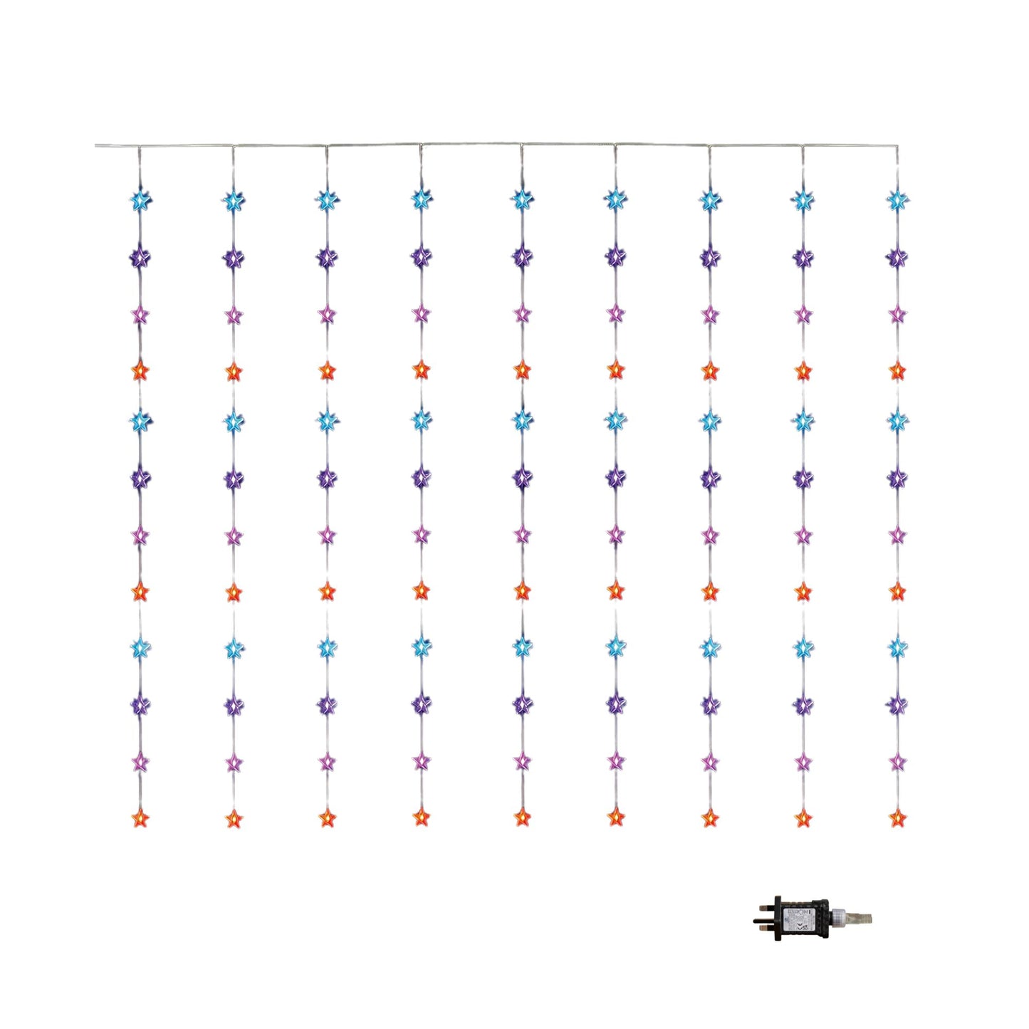 1.2 x 1.2m Light up Christmas Star Curtain Lights with 108 Rainbow LEDs