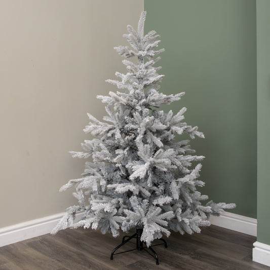 5ft (1.5m) Grey Frosted Grandis Fir Christmas Tree with Metal Stand
