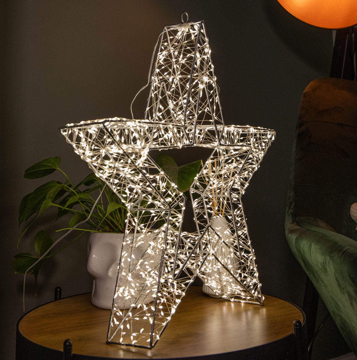 50cm Light up Dewdrop Christmas Star with 1440 Warm White LEDs & Timer Function